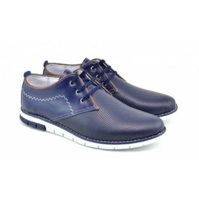 Oferta 40, 42 Pantofi barbati sport din piele naturala bleumarin Yanis Blue Confort foto
