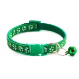 Zgarda ajustabila cu clopotel pentru caini si pisici, 18-32cm, Verde, Oem