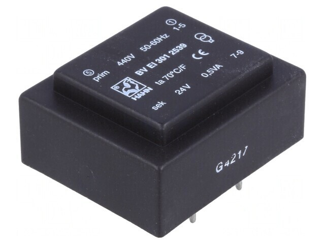Transformator &Icirc;ncapsulat 0,5VA 440VAC 24V 20mA PCB