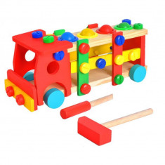 Camion educativ din lemn, Onore, multicolor, lemn, 29 x 10.5 x 11 cm