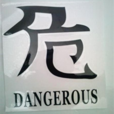 Abtibild scris chinezesc diverse scrisuri DZ 22 "Dangerous" negru reflectorizant