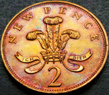 Cumpara ieftin Moneda 2 (TW0) NEW PENCE- ANGLIA / MAREA BRITANIE, anul 1971 *cod 721 UNC CAMEO, Europa, Bronz