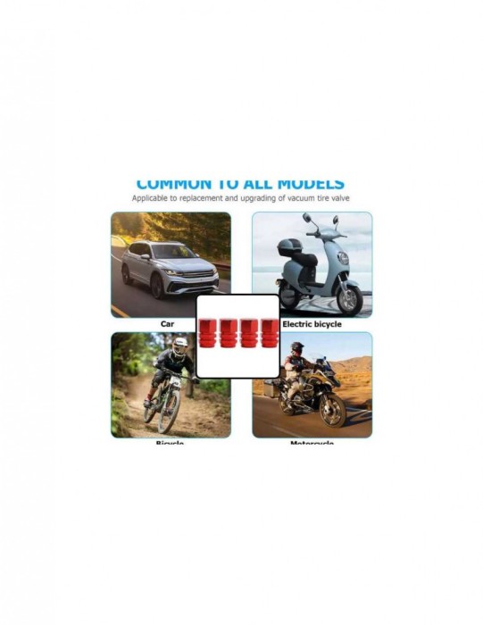 Set 12 capace hexagonale rosii pentru valva auto, aliaj aluminiu, lungime 1.8 cm