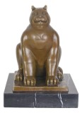 Pisica dolofana-statueta din bronz cu soclu din marmura PAB037