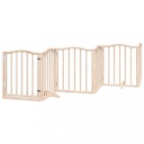 Cumpara ieftin Poarta de caini pliabila cu usa, 6 panouri, 300 cm, lemn plop