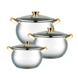 Set oale inox cu capace 6 piese 22/24/26cm Grunberg GR10573 JUMBO