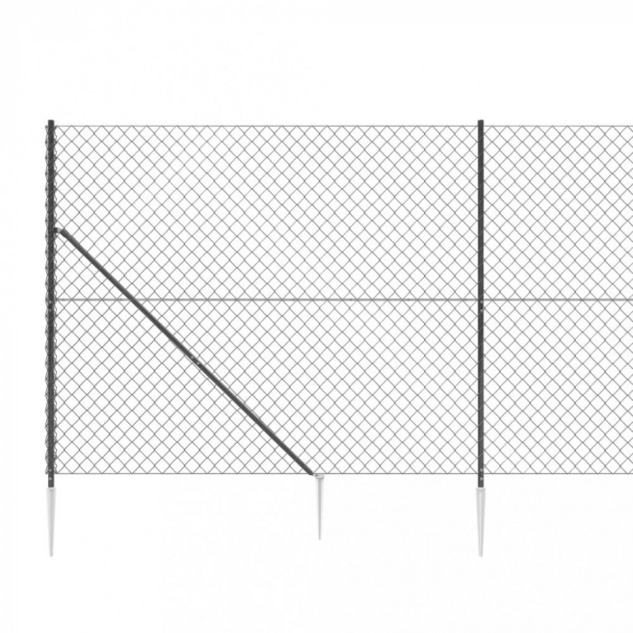 Gard plasa de sarma cu tarusi de fixare, antracit, 2x25 m GartenMobel Dekor