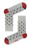 Șosete haioase cu model craniu, DiWaRi Happy 059 - Gri, 25 (40-41), Conte Elegant