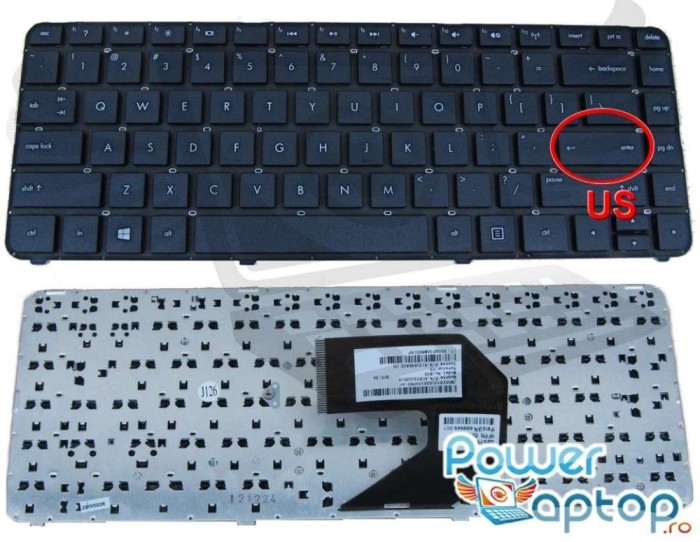 Tastatura HP Pavilion G4 2100 series layout US fara rama enter mic, Pavilion G4 2200 series layout US fara