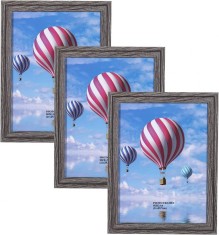 Set de 3 rame foto Metrekey, lemn/plastic, gri, 21 x 29,7 cm
