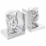 Suporturi cărți 2 buc., argintiu, 7x9x11 cm, aluminiu, bufniță