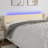VidaXL Tăblie de pat cu LED, crem, 203x16x78/88 cm, textil