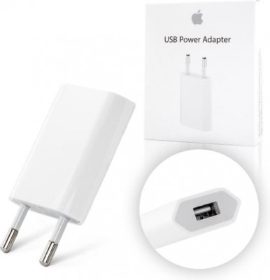 Adaptor priza &amp;ndash; USB 5W MD813ZM/A compatibil cu Apple, blister foto