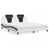 VidaXL Pat, Viana, cu saltea, alb și negru, 180x200 cm, piele ecologică 3208816