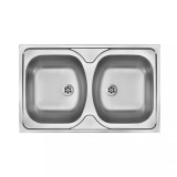 Cumpara ieftin Chiuveta bucatarie Deante Tango din inox satin, cu 2 cuve, 80x50 cm