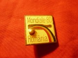 Insigna Campionatele Mondiale Popice 1980 Romania dim.= 2x2,3cm ,metal si email