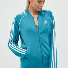 adidas Originals bluza femei, culoarea turcoaz, cu imprimeu