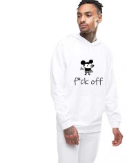 Hanorac Barbati Alb - f*ck off Mickey Mouse foto