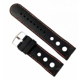 Cumpara ieftin Curea de Ceas din Silicon Time Veranda &ndash; 22mm | Negru cu Cusătură Portocalie