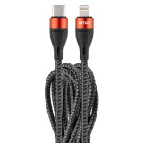 Cablu USB-C la Lightning 200 cm 2.4A FullLINK AMiO pentru iPhone, iPad si alte dispozitive Apple, transfer date 480 Mbps, USB 3.0, QC 3.0