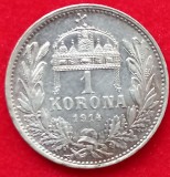 (A292) MONEDA ARGINT UNGARIA - 1 KORONA 1914, FRANZ JOSEPH, STARE FOARTE BUNA, LUCIU DE BATERE