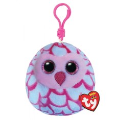 Plus Breloc Ty 8.5cm Squishy Beanies Bufnita Pinky Roz