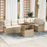 Cumpara ieftin Set de canapele pentru grădină cu pernă 7 pcs bej și crem