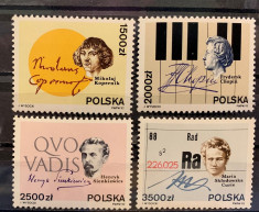 Polonia, personalitati, Copernic, Chopin, Marie-Curie, serie si bloc, 1992, MNH foto