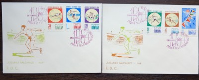 2 FDC ROMANIA - JOCURILE BALCANICE - 28.07.1964 - SERIE COMPLETA, LP 586 foto