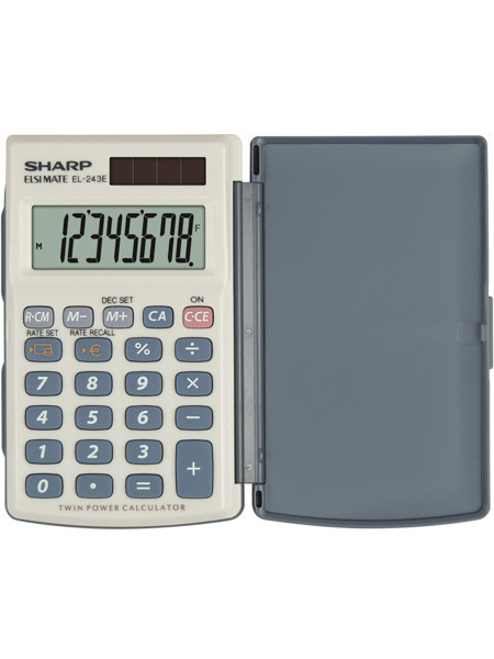 Calculator De Buzunar, 8 Digits, 105 X 64 X 11 Mm, Dual Power, Conversie, Sharp El-243eb - Gri