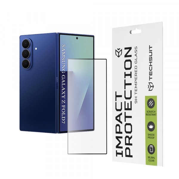 Folie de protectie Ecran Exterior Techsuit pentru Samsung Galaxy Z Fold7 F966, Sticla Securizata, Full Glue, 111D, Neagra