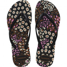 Havaianas slapi SLIM ANIMALS femei, culoarea negru, cu toc plat, 4103352.2500