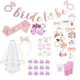 Cumpara ieftin Set 11+1 petrecerea burlacitelor, Team Bride/Bride To Be, Pahare, Insigne, Voal, Ochelari, Oem