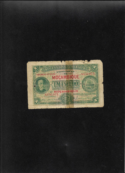 Rar! Mozambic 1 escudo 1921 seria636071 uzata