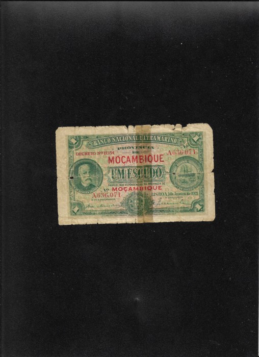 Rar! Mozambic 1 escudo 1921 seria636071 uzata