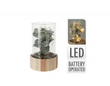 Planta artificiala cu 15 LED-uri, 14 x 14 x 23 cm, V2, sticla/lemn, Excellent Houseware