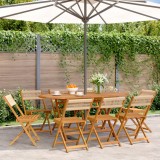 Set 8 Scaune Gradina Pliabile vidaXL, Lemn Acacia, Bej, Rezistente, Exterior, Terasa, Balcon