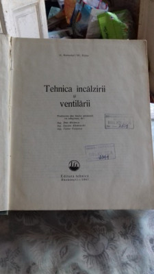 TEHNICA INCALZIRII SI VENTILARII - H. RIETSCHEL foto