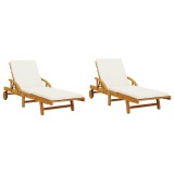 Cumpara ieftin Sezlonguri 2 buc. cu perne 200x68x83 cm lemn masiv de acacia