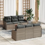 Set canapea gradina Gossi cu perne gri ratan poli acacia, canapea gradina Gossi 2 locuri cu perne gri ratan poli