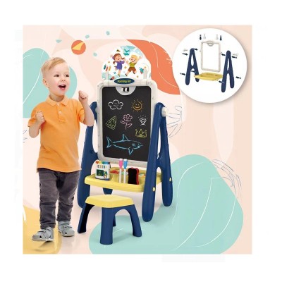 Tabla educativa cu activitati, cu doua fete, cu un taburet cu inaltime joasa foto