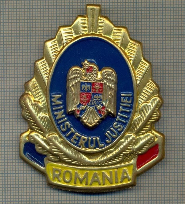 Y 1518 INSIGNA-MILITARA-EMBLEMA COIFURA-MINISTERUL JUSTITIEI-PENTRU COLECTIONARI