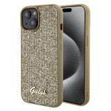 Husa pentru iPhone 15 / iPhone 14 / iPhone 13 - Disco Metal Script (GUHCP15SPMSDGSD) - Gold, Guess