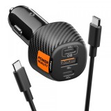 Incarcator Auto Cu Cablu USB-C Spigen EV1133, 113W, 3.25A, 1 x USB-A - 2 x USB-C, Negru ACP09543