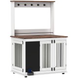 PawHut Cutie pentru c&acirc;ini cu raft de depozitare pentru jucării, c&acirc;rlige pentru lese, tablă pentru scris, burete pentru șters, pentru c&acirc;ini mari, Alb |