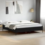 VidaXL Cadru de pat, negru, 200x200 cm, lemn prelucrat și metal