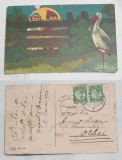 Barza si copii - Carte Postala veche SUPERBA datata anul 1931, Circulata, Printata
