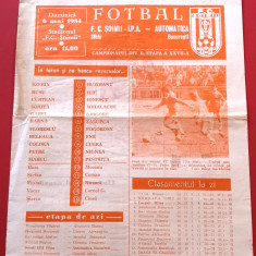 Program meci fotbal FC "SOIMII" IPA SIBIU - AUTOMATICA BUCURESTI (06.05.1984)