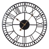 Ceas de Perete Metalic, Cifre Romane, 60 cm, Negru