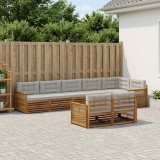 vidaXL Set de canapele de exterior 8 pcs Natural și gri deschis 3383509